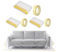 ALNKDH 146"/12ft Plastic Sofa Cover,Plastic Covers for Furniture,Waterproof Couch Cover for Sectional Sofa LShape,Extra Large Bed Sofa Chair Furniture Protector Cover (146"/12ft(146“LX106 W)) (3)