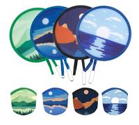 ALNKDH 4 Pcs Hand Fan, Chinese Japanese Style Foldable Fan, Round Folding Fan, Summer Handheld Fans With Beautiful Patterns For Wedding Party, Home Decor, Personal Decoration (4Pcs Scenery)