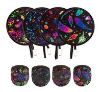 ALNKDH 4 Pcs Hand Fan Folding,Chinese Japanese Style Foldable Fan,Round Folding Fan,Summer Handheld Folding Fans Beautiful Patterns For Wedding Party Home Decor Personal Decoration (4Pcs Carnival)