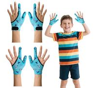ALNKDH 4 Pcs Thumb Sucking Guard Gloves,Kids Chewy Compression Glove,Kids Stop Thumb Sucking and Finger Biting for Ages 5-13 (Blue Shark#2)