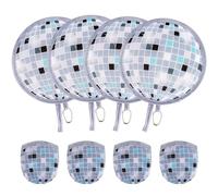 ALNKDH 4Pcs Disco Pattern Hand Fan,Chinese Japanese Style Foldable Fan,Multi-Role Round Handheld Fans, Beautiful Patterns For Wedding Party Home Decor Personal Decoration (4Pcs Disco)