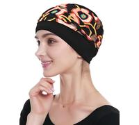Alnorm Chemotherapy Hats Head Coverings for Chemo Patients Black Orange Print