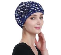 Alnorm Flower Chemo Beanie Hair Loss Hat Floral Cap Blue Green