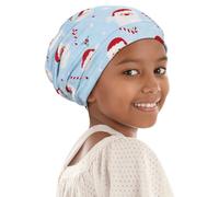 Alnorm Kids Sleep Cap for Girls Double-Layered Night Hat Slouchy Beanie Xmas Pattern