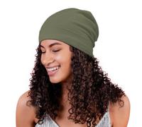 Alnorm Satin Lined Winter Beanie Hats for Girls Olive Green