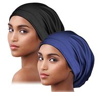 Alnorm Silk Satin Bonnet Sleep Cap Adjustable-Satin Edge, Double Layer, 2 Pack - - One size