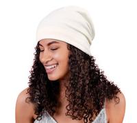 Alnorm Women’s Satin Lined Sleep Cap Slouchy Sleeping Hat Beanie Slap Hat Milky White
