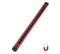 ALOANES 1/4-Inch Drive Magnetic Socket Organizer, Heavy Duty Aluminum Socket Rail Organizer, Socket Holder Kit for Tool Box Drawer, 1/4-Inch Socket Holder x 14 Clips (Red)