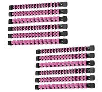 ALOANES 12 PC ABS Socket Organizer, 1/2 inch, 3/8 inch and 1/4 inch Drive Socket Rail Holders, Heavy Duty Socket Racks, Black Rails with Pink Clips