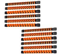 ALOANES 12PC ABS Socket Organizer, Socket Rails Fit 1/2 inch, 3/8 inch and 1/4 inch Drive, Heavy Duty Socket Holders Hold up to 172 Sockets, Black Rails with Orange Clips