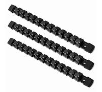ALOANES 3 PC ABS Socket Organizer, 1/2 Inch Drive Rail Holders, Heavy Duty Racks, Black Rails With Black Clips