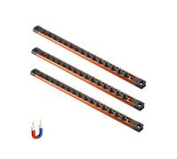 ALOANES 3-Piece Magnetic Socket Organizer, Heavy Duty Aluminum Socket Rails Organizer, 360° Swivel Clips Socket Holder Kit for Tool Box, 1/4-Inch Socket Holder x 42 Clips (Orange)
