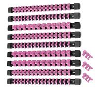 ALOANES 9pc ABS Socket Organizer Set, 1/2, 3/8 & 1/4 inch Drive Rail Holders, Heavy Duty Racks with Black Rails & Pink Clips