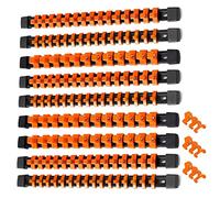 ALOANES 9PC ABS Socket Organizer, Socket Rails Fit 1/2 inch, 3/8 inch and 1/4 inch Drive, Heavy Duty Socket Holders Hold up to 129 Sockets, Black Rails with Orange Clips