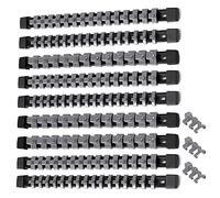 ALOANES 9PC ABS Socket Organizer, Socket Rails Fit 1/2 inch, 3/8 inch and 1/4 inch Drive, Heavy Duty Socket Holders Hold up to 129 Sockets, Black Rails with Grey Clips