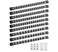 ALOANES 9PC Socket Organizer, Socket Rails Fit 1/2", 1/4" and 3/8" Drive | Heavy Duty ABS Socket Holders Hold up 129 Sockets for Toolbox Drawer Bags(Grey)