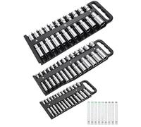 ALOANES Portable Magnetic Socket Organizer Tray Set, 3PC Heavy Duty Magnetic Socket Holder for Sockets Storage, Toolbox Socket Set Organizer Fit 1/4", 3/8" and 1/2" Drive, Sockets NOT Included(Black)