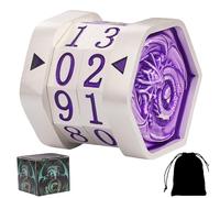 ALOBGHDC Metal MTG Life Counter, Metal Game Life Counter MTG with Dragon Symbol for Board Games, Tabletop Cards Games, TTRPGs, Compatible with MTGs, Pearl Silver Wheels with Purple Numbers