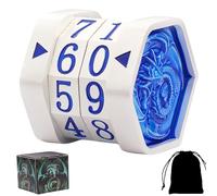 ALOBGHDC Metal MTG Life Counter, Metal Game Life Counter MTG with Dragon Symbol for Board Games, Tabletop Cards Games, TTRPGs, Compatible with MTGs, Pearl Silver Wheels with Blue Numbers