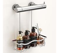 ALOCEO Bathroom Storage 2 Pack, Shower Caddy No Drilling, Silver Bathroom Shelves 304 Stainless Steel Suitable for Storing Toiletries in the Bathroom, 31 x 16 x 8.1 cm