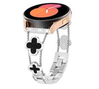 Alociaga 20MM Bling Metal Band Compatible for Samsung Galaxy Watch 7/6/5/4 40mm 44mm/Galaxy Watch 5 Pro 45mm/Galaxy Watch 4 Classic 46mm 42mm, Diamond Four/4 Leaf Clover Metal Watch Strap for Women