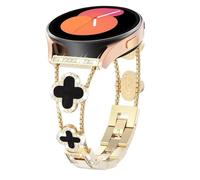 Alociaga 20MM Bling Metal Band Compatible for Samsung Galaxy Watch 7/6/5/4 40mm 44mm/Galaxy Watch 5 Pro 45mm/Galaxy Watch 4 Classic 46mm 42mm, Diamond Four/4 Leaf Clover Metal Watch Strap for Women