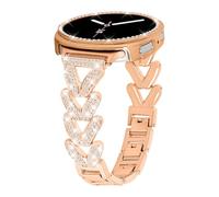 Alociaga Bling Band with Case Compatible for Samsung Galaxy Watch 8 40mm 44mm, Women Diamond V-Shaped Metal Bracelet Rhinestone Strap with Protector Case(Rose gold, 44mm)