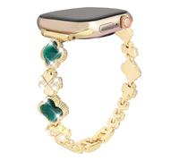Alociaga Bling Metal Band Compatible for Apple Watch Band 38/40/41/42/44/45/46/49mm, Women Clover Bracelet with Rhinestone for iWatch Series 10/9/8/7/6/5/4/3/2/1/SE