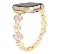 Alociaga Bling Metal Band Compatible for Apple Watch Band 38/40/41/42/44/45/46/49mm, Women Clover Bracelet with Rhinestone for iWatch Series 10/9/8/7/6/5/4/3/2/1/SE