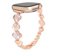 Alociaga Bling Metal Band Compatible for Apple Watch Band 38/40/41/42/44/45/46/49mm, Women Clover Bracelet with Rhinestone for iWatch Series 10/9/8/7/6/5/4/3/2/1/SE
