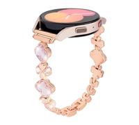 Alociaga Bling Metal Band Compatible for Galaxy Watch Bands 7 6 5 4 40mm 44mm/Watch 6 4 Classic/Watch 5 Pro/Active 2, 20mm Women Clover Bracelet with Rhinestone