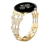 Alociaga Bling Metal Band, Compatible for Google Pixel Watch 3 41mm/2/1 Watch Band, Diamond Butterfly Stylish Women Strap Replacement for Pixel Watch 3 41mm/2/1 Smartwatch (Gold)