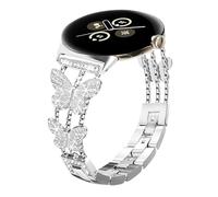 Alociaga Bling Metal Band, Compatible for Google Pixel Watch 3 41mm/2/1 Watch Band, Diamond Butterfly Stylish Women Strap Replacement for Pixel Watch 3 41mm/2/1 Smartwatch (Sliver)