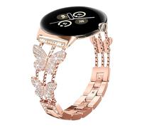 Alociaga Bling Metal Band, Compatible for Google Pixel Watch 3 41mm/2/1 Watch Band, Diamond Butterfly Stylish Women Strap Replacement for Pixel Watch 3 41mm/2/1 Smartwatch (Rosegold)