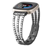 Alociaga for Metal Bands, Compatible for Fitbit Versa 4/Versa 3/Fitbit Sense 2/Sense Band Smart Watch, Sparkling Bling Shiny Diamonds Bracelet for Women, Black