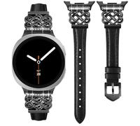 Alociaga Leather Band Compatible for Samsung Galaxy Watch 8 40mm 44mm, Bling Dressy Watch Strap with Celtic Knot Buckle for Women
