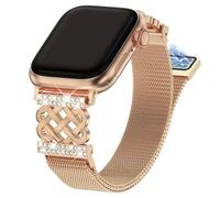 Alociaga Stainless Steel Milanese Loop Compatible for Apple Watch Band 38/40/41/42/44/45/46/49mm, Bling Dressy Women Metal Strap for iWatch Series 10/9/8/7/6/5/4/3/2/1/SE (Rosegold, 38mm)
