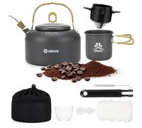 Alocs 2.3L Camping Coffee Pot Outdoor Coffee Maker Set, Hard Anodized Aluminum Camping Kettle with Pour Over Coffee Kit, 12oz Mug & Precision Spout, Portable Backpacking Gear for Campfire & Gas Stove