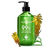 Aloderma 99% Organic Aloe Vera Gel Made within 12 Hours of Harvest - Lightweight, Non-Sticky Aloe Gel for Face Body, Hair, & Scalp, After Sun Relief, Natural, Soothing Hydrating Aloe, 300g
