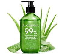Aloderma 99% Organic Pure Aloe Vera Gel Made Within 12 Hours Of Harvest, 17.6Oz Value Pump, Lightweight Non-Sticky Aloe Vera Gel For Sunburn Relief, Natural, Soothing Aloe Vera For Face & Hair