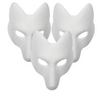 Alodidae Fox Mask 3 Pcs DIY Animal Masquerade Masks White Paintable Halloween Party Wolf Cosplay Costume Accessory