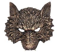 Alodidae Wolf Mask Half Face Werewolf Mask Animal Masquerade Masks for Men Adult Halloween Cosplay Costume (Gold)
