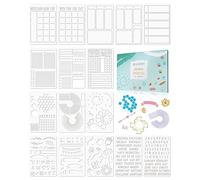 ALODNY 16 Piece Journal Stencil Set - Time Saving Bullet Journaling Accessories Set - Ultimate Productivity Planner Stencil for Bullet Journal Stencils A5 Dotted Journals STJS02