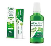 Aloe Dent - Triple Action Aloe Vera Gel Toothpaste & Mouthwash - Fluoride Free - Prevents Plaque, Supports Healthy Gums & Freshens Breath - Vegetarian, Cruelty & SLS Free - 100ml & 250ml - Bundle