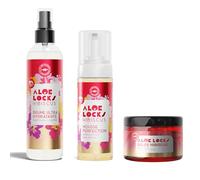 ALOÉ LOCKS | Ultra-Hydrating Mist 250 ml + Perfection Mousse 165 ml + Hibiscus Styling Jelly 300 ml | Locs, Braids & Protective Styles