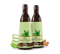Aloe Peanut Navdha Shampoo - Aloe Vera & Natural Protein Herbal Cleanser for Soft, Moisturized Hair | With Amla, Reetha & Shikakai | Fermented Soy Daily Shampoo for Dry Hair | 250 ml (Pack Of 2)
