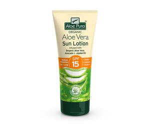 Aloe Pura Organic Aloe Vera Sun Lotion SPF15 200ml Maximum Protection UVA + UVB