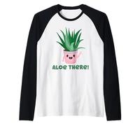 Aloe There Funny Aloe Vera Plant Graphic Kawaii Style Raglan Baseball Tee