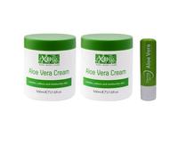 Aloe Vera Cream Soothes,Softens And Moisturises Skin By ẋ ƀč, 500ml Twin Pack With Free Aloe Vera Lip Balm