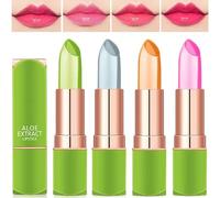 Aloe Vera Crystal Jelly Lipstick Set, 4 Colours Organic, Magic Temperature Colour Changing, Long Lasting Moisturising Lip Balm Set